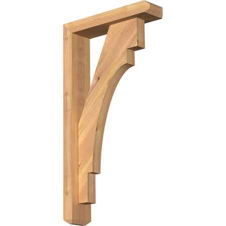 Ekena Millwork Merced Craftsman Smooth Bracket w/ Offset Brace, Western Red Cedar, 3 1/2"W x 14"D x 26"H BKT0402X14X26MRC04SWR